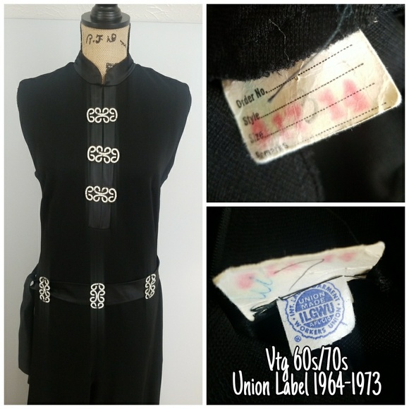 No Brand: Vintage Union Made Pants - Vintage Jumpsuit Wide Leg High Collar Stretch VTG